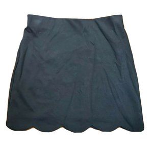 NWT TOPSHOP Solid All Black Scallop Stretch Waist Skirt Womens US Size 4 UK 8